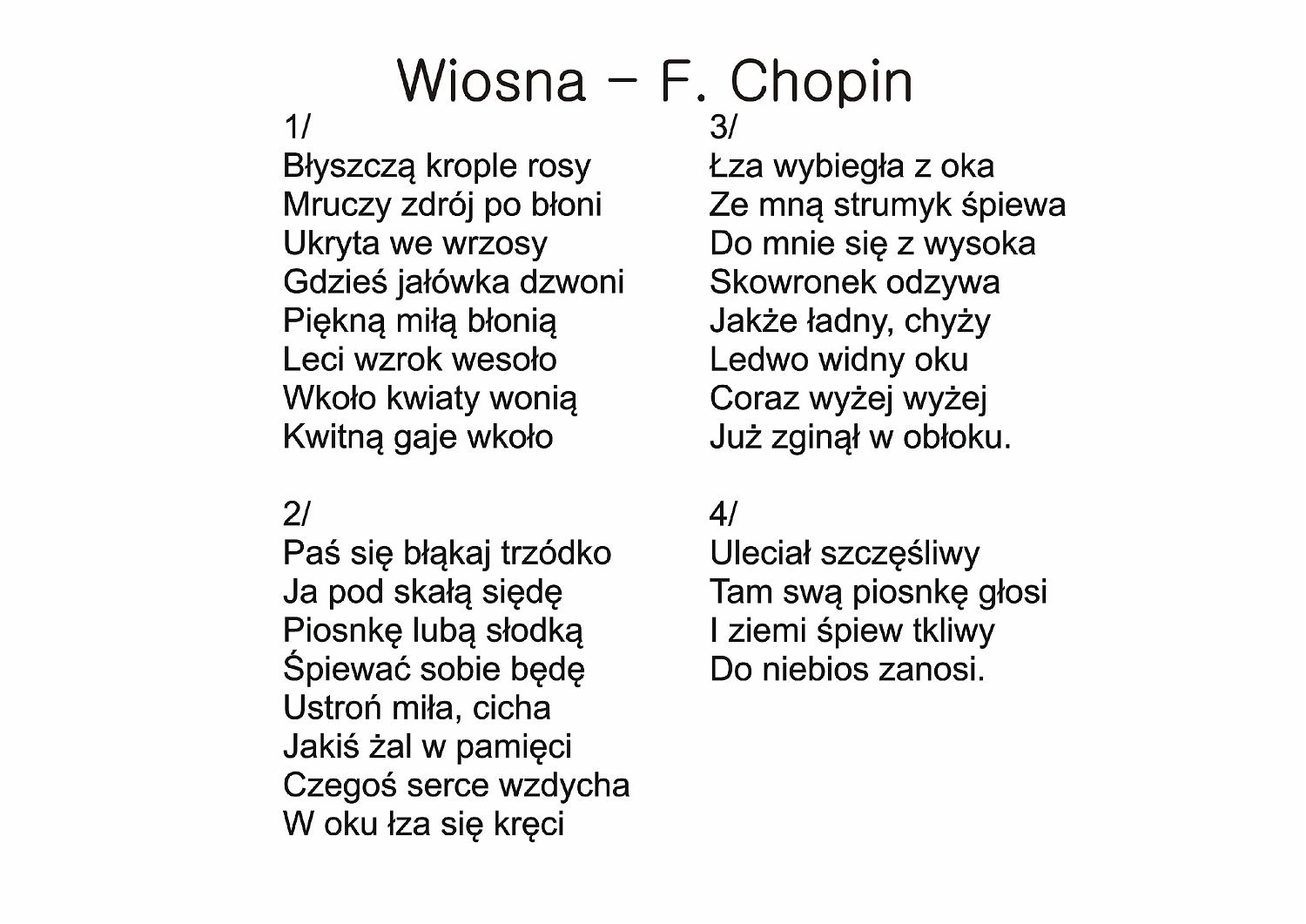 Idzie Wiosna Polną Drogą Tekst Piosenki Tekst